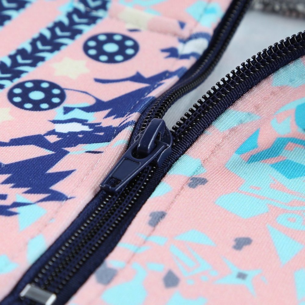 Gray Boho Print Color Block Patchwork Zip Collar … - image 6